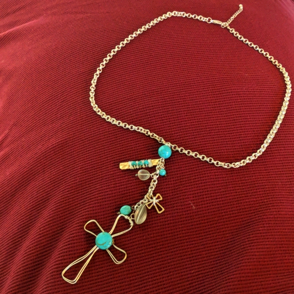 Silver/Turquoise Charm Necklace w/lobster clasp
